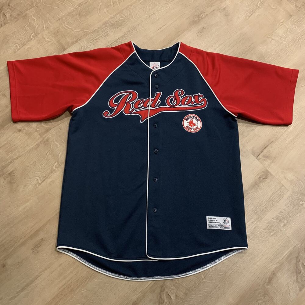 MLB True Fan Boston Red Sox Baseball Jersey Men's Large L Blank Back Embroidered